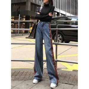 High Waist Denim Jeans Flared Wide Leg Pants
